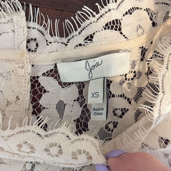 Joie Elvia Cream Lace 3/4 Sleeve Top Size XS - Picture 9 of 13